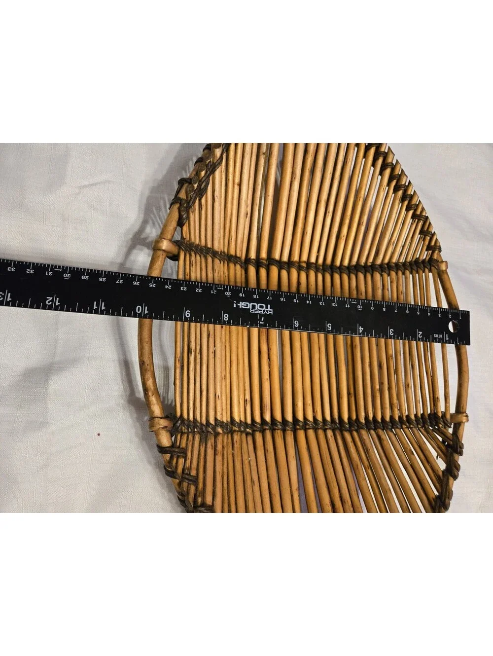 Vintage Large Basket FISH shaped wicker bamboo rattan beach coastal ocean decor
